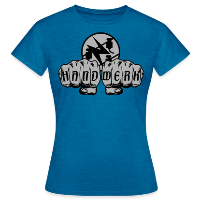 Frauen T-Shirt "Elektriker" Antikblaues Saphir meliert Frauen T-Shirt