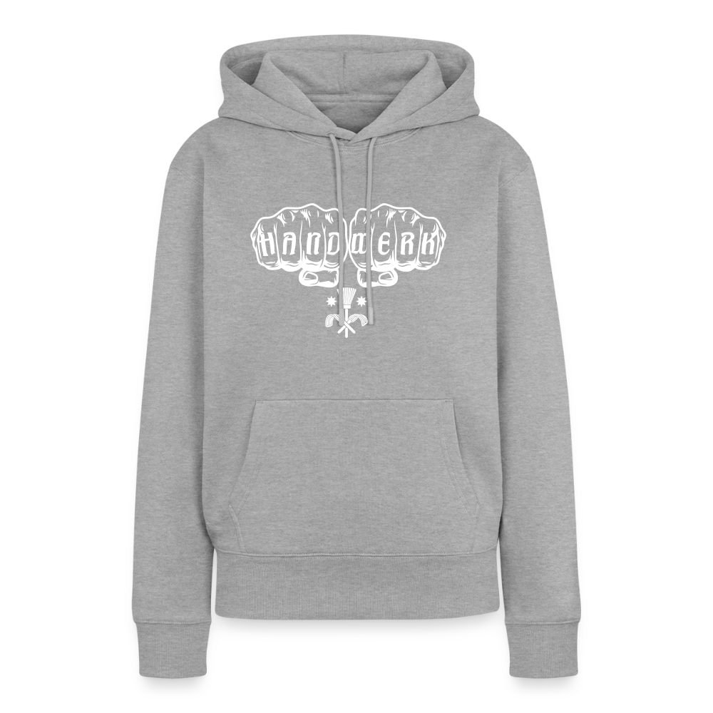 Weiblicher Premium Hoodie von Spreadconnect mit Schornsteinfeger-Design, bequemer Pullover aus weichem Stoff, dunkle Farbe, detailreiche Grafik.