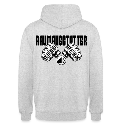 Unisex Hoodie "Raumausstatter" (beidseitig bedruckt) Hellgrau meliert Unisex Hoodie