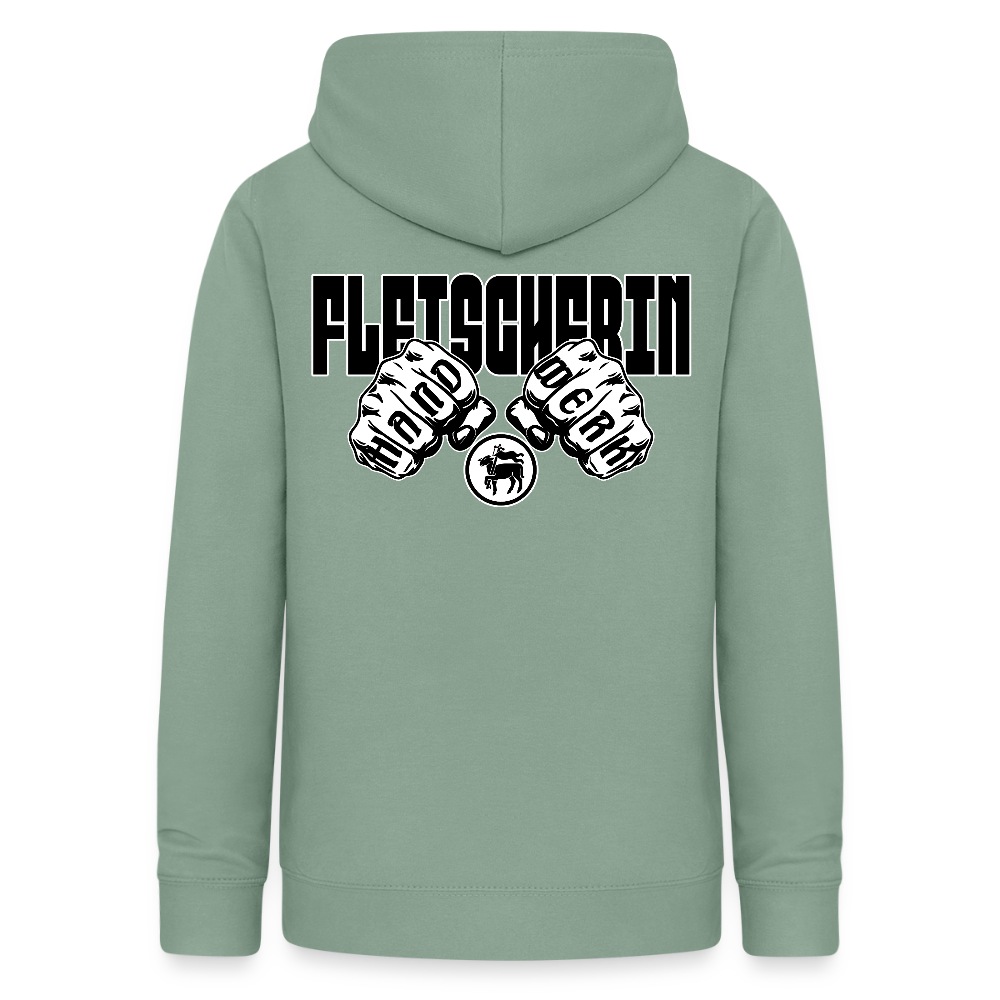 Frauen Hoodie "Fleischerin" (beidseitig beruckt) Graugrün Frauen Hoodie