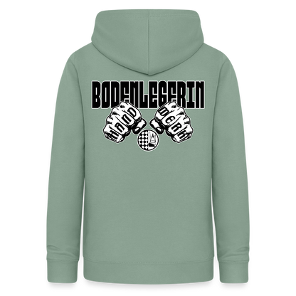 Frauen Hoodie "Bodenlegerin" (beidseitig beruckt) - Graugrün
