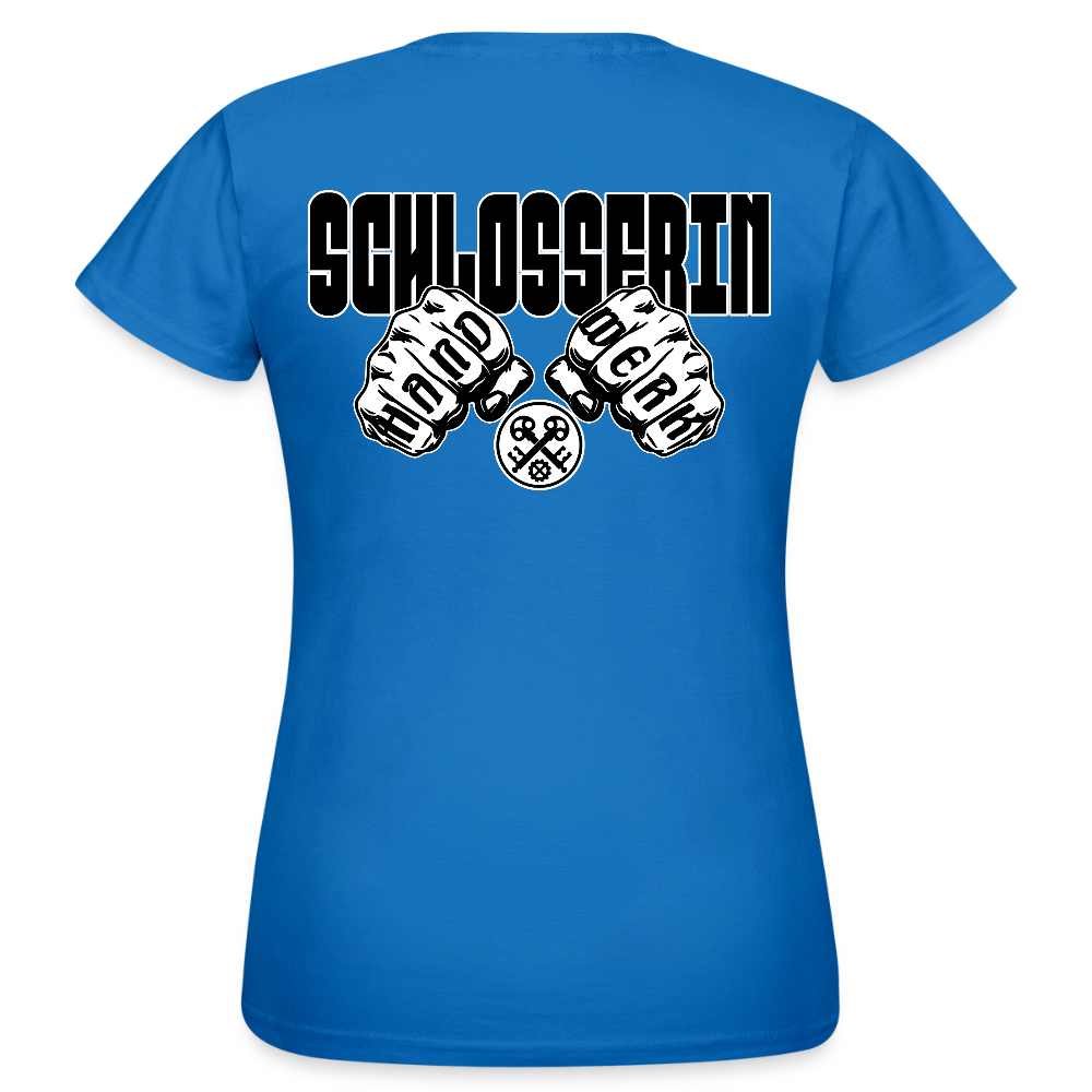 Frauen T-Shirt "Schlosserin" (beidseitig bedruckt) Royalblau Frauen T-Shirt