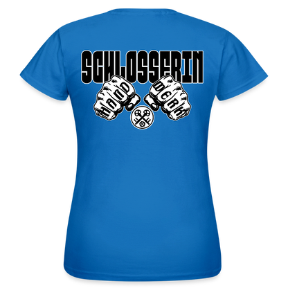 Frauen T-Shirt "Schlosserin" (beidseitig bedruckt) Royalblau Frauen T-Shirt