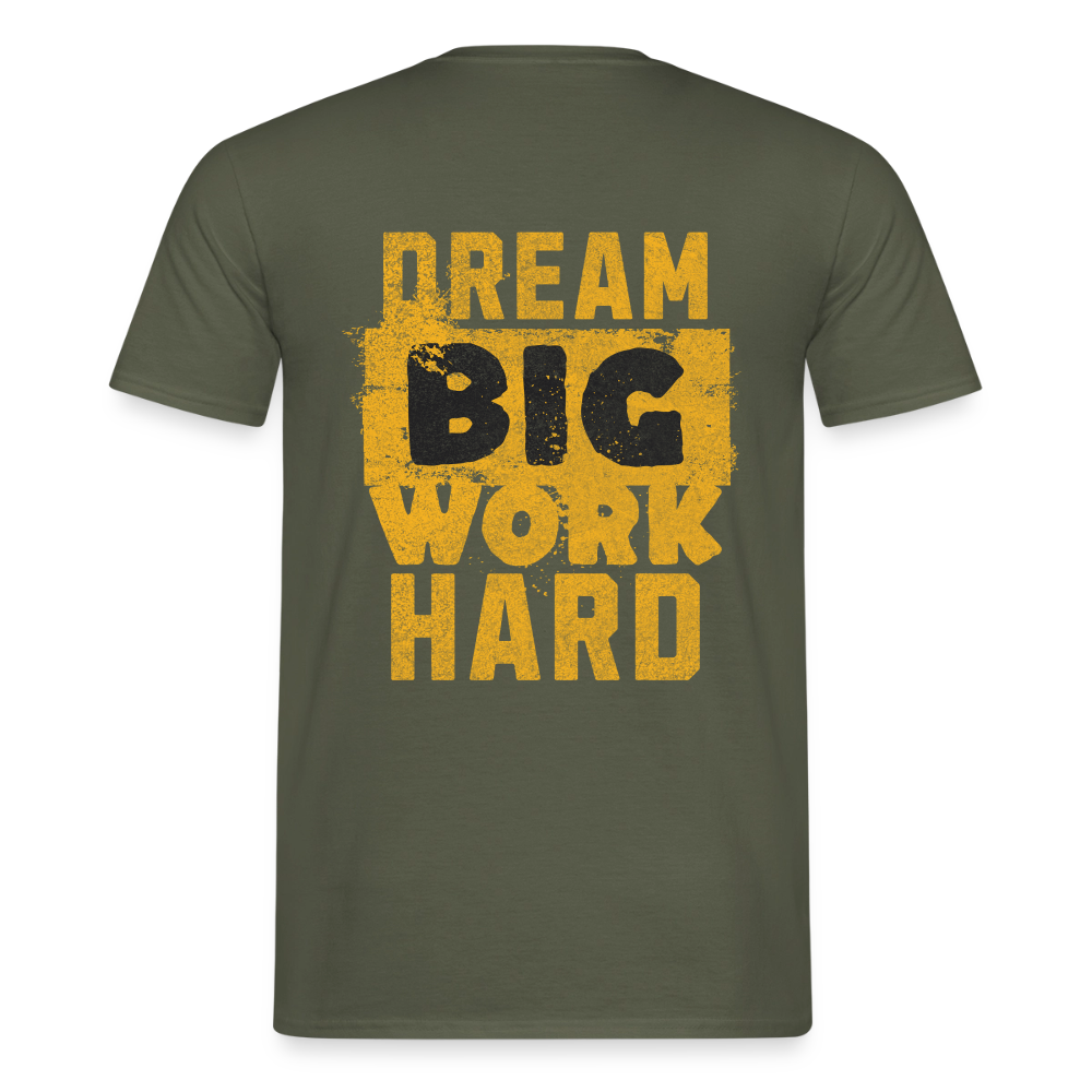 Unisex T-Shirt "Work Hard" von Spreadconnect, Männer T-Shirt aus Baumwolle mit großem Druck, bequeme Passform, kurze Ärmel.