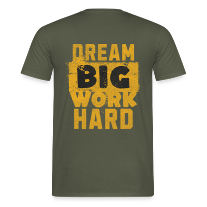 Unisex T-Shirt "Work Hard" von Spreadconnect, Männer T-Shirt aus Baumwolle mit großem Druck, bequeme Passform, kurze Ärmel.