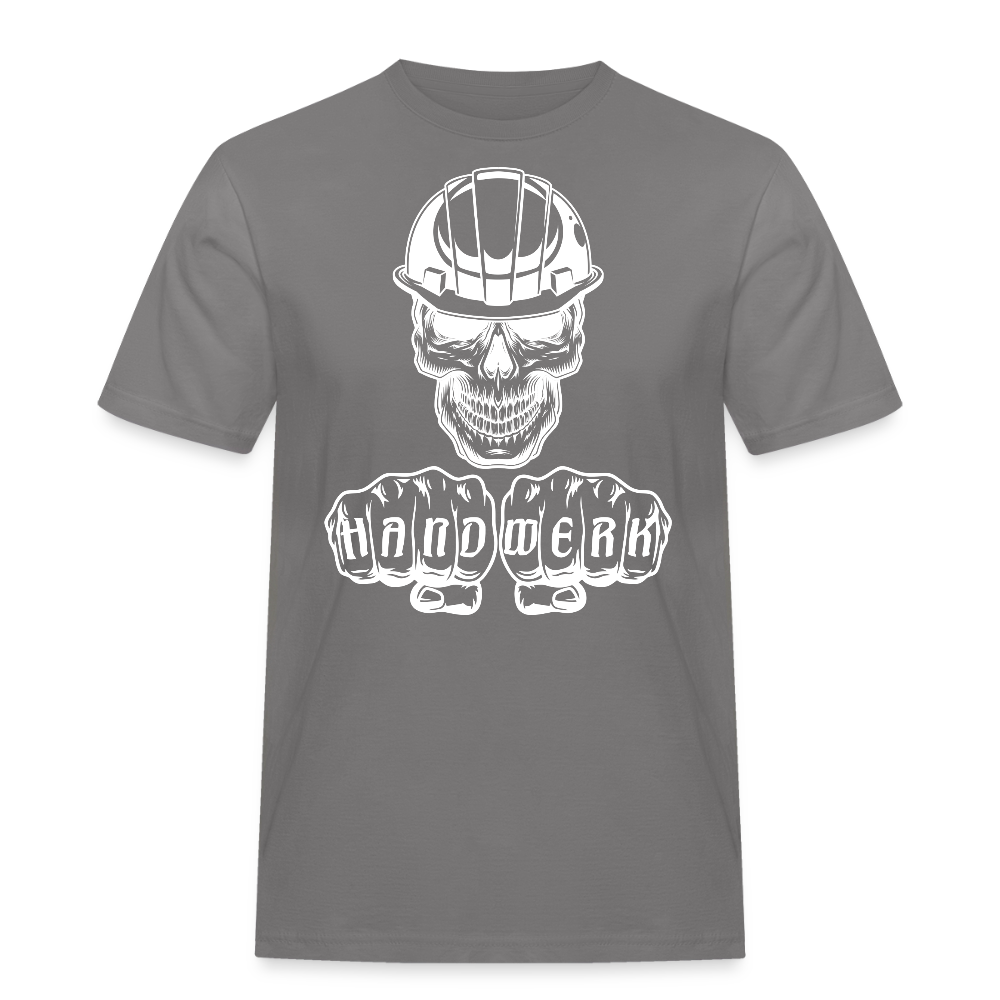 Männer Workwear T-Shirt "Skull-Helm-Handwerk" Grau Männer Workwear T-Shirt