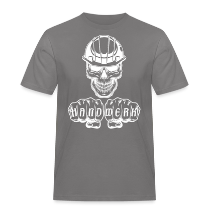 Männer Workwear T-Shirt "Skull-Helm-Handwerk" Grau Männer Workwear T-Shirt