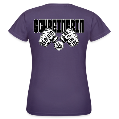 Frauen T-Shirt "Schreinerin" (beidseitig bedruckt) Dunkellila Frauen T-Shirt