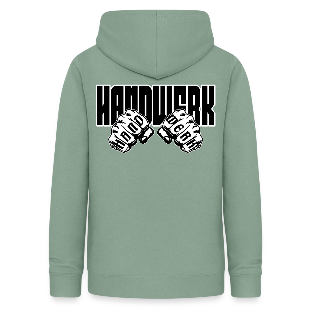 Frauen Hoodie "Handwerk" (beidseitig beruckt) Graugrün Frauen Hoodie