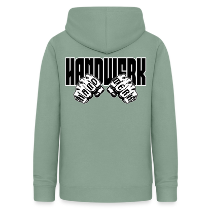Frauen Hoodie "Handwerk" (beidseitig beruckt) Graugrün Frauen Hoodie