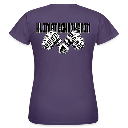 Frauen T-Shirt "Klimatechnikerin" (beidseitig bedruckt) - Dunkellila