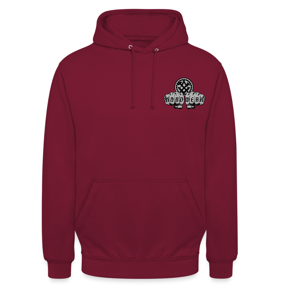 Unisex Hoodie "Mechaniker" beidseitig bedruckt Bordeaux Unisex Hoodie