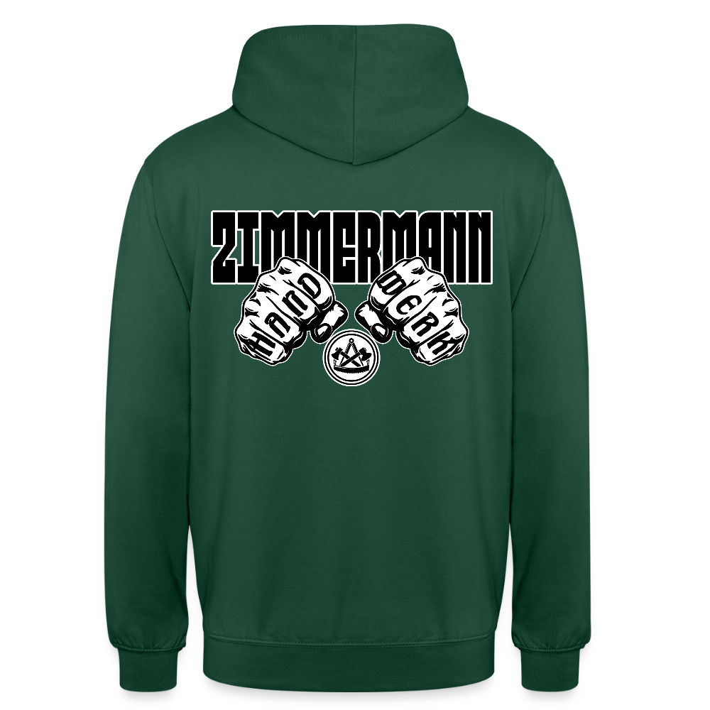 Unisex Hoodie "Zimmermann" (beidseitig bedruckt) Flaschengrün Unisex Hoodie