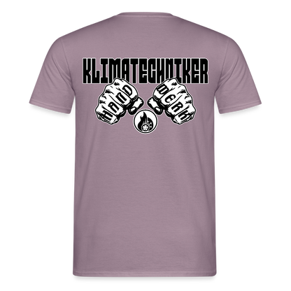 Unisex T-Shirt "Klimatechniker" (beidseitig bedruckt) Lilagrau Männer T-Shirt
