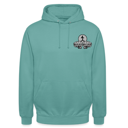 Unisex Hoodie "Steinmetz" beidseitig bedruckt Pastelltürkis Unisex Hoodie