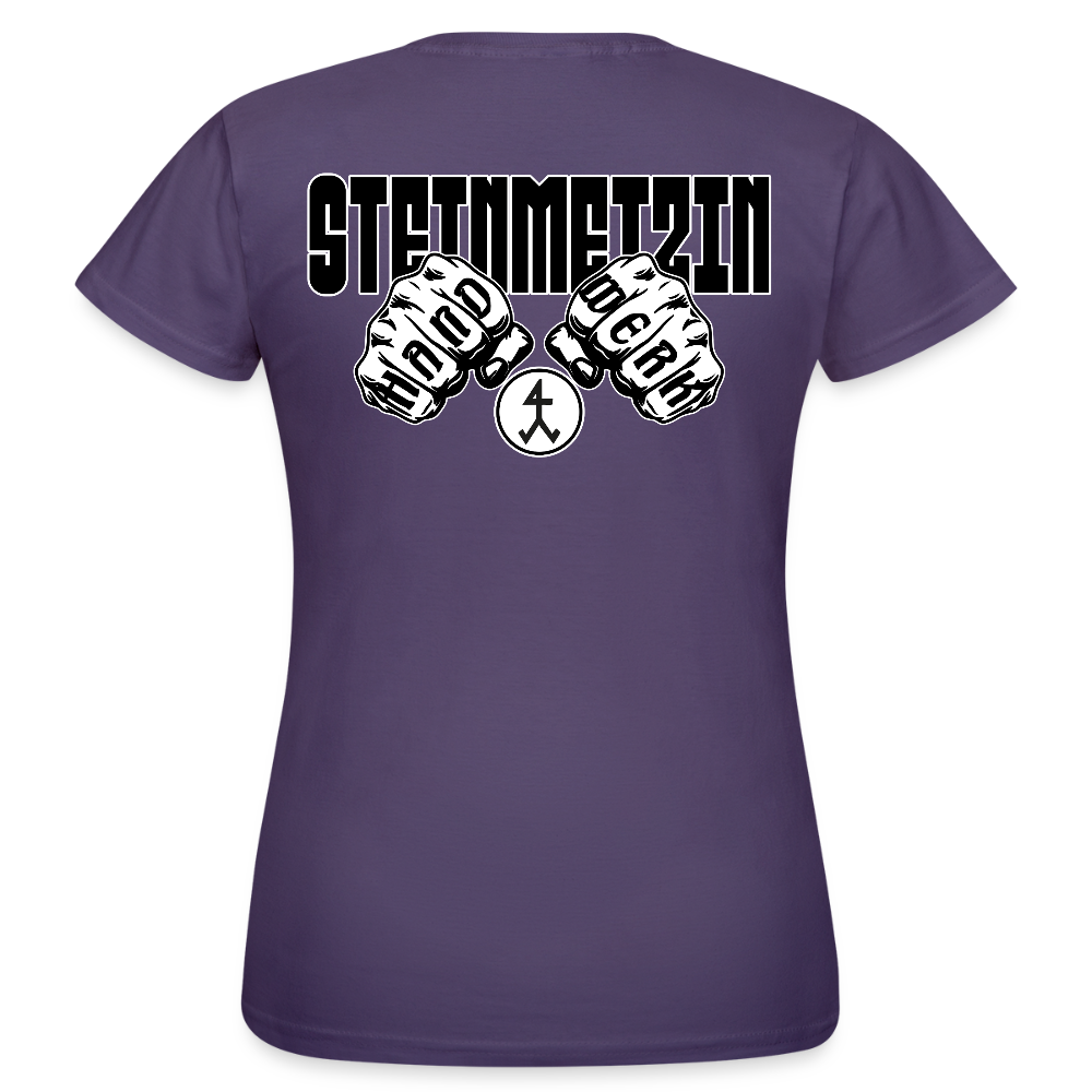 Frauen T-Shirt "Steinmetzin" (beidseitig bedruckt) Dunkellila Frauen T-Shirt