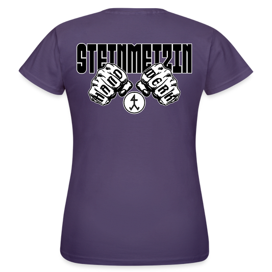 Frauen T-Shirt "Steinmetzin" (beidseitig bedruckt) Dunkellila Frauen T-Shirt