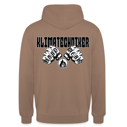 Unisex Hoodie "Klimatechniker" (beidseitig bedruckt) - Mokka
