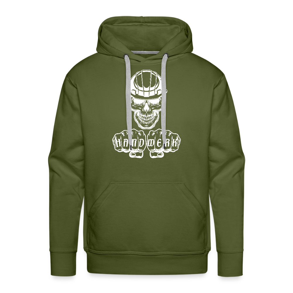 Männer Premium Hoodie "Skull-Helm-Handwerk" Olivgrün Männer Premium Hoodie