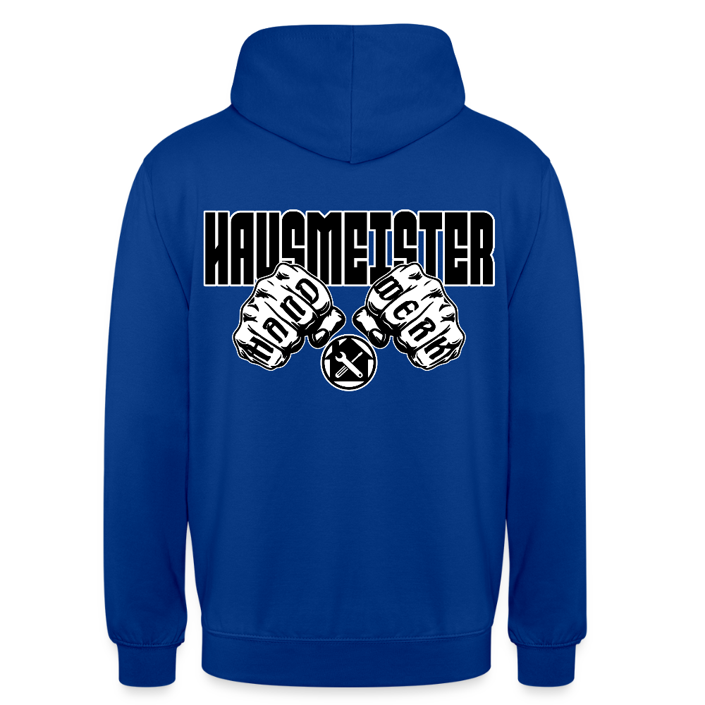 Unisex Hoodie "Hausmeister" (beidseitig bedruckt) Royalblau Unisex Hoodie