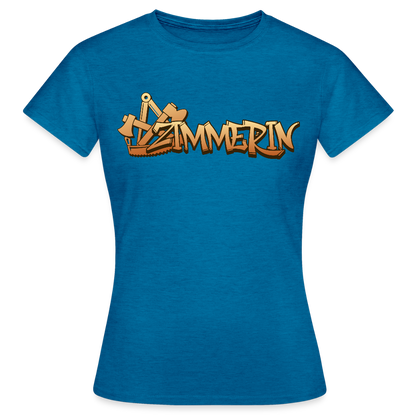 Frauen T-Shirt "Zimmerin" Antikblaues Saphir meliert Frauen T-Shirt