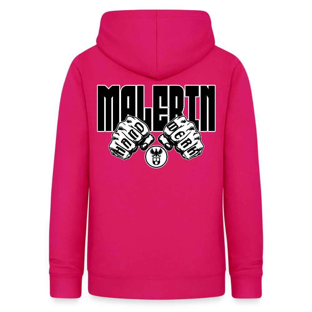Frauen Hoodie "Malerin" (beidseitig beruckt) dunkles Pink Frauen Hoodie
