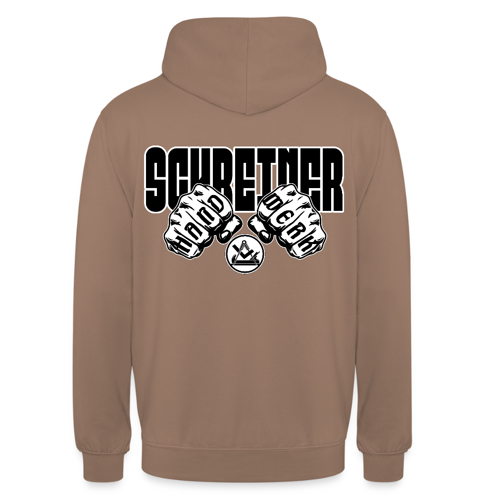 Unisex Hoodie "Schreiner" (beidseitig bedruckt) Mokka Unisex Hoodie