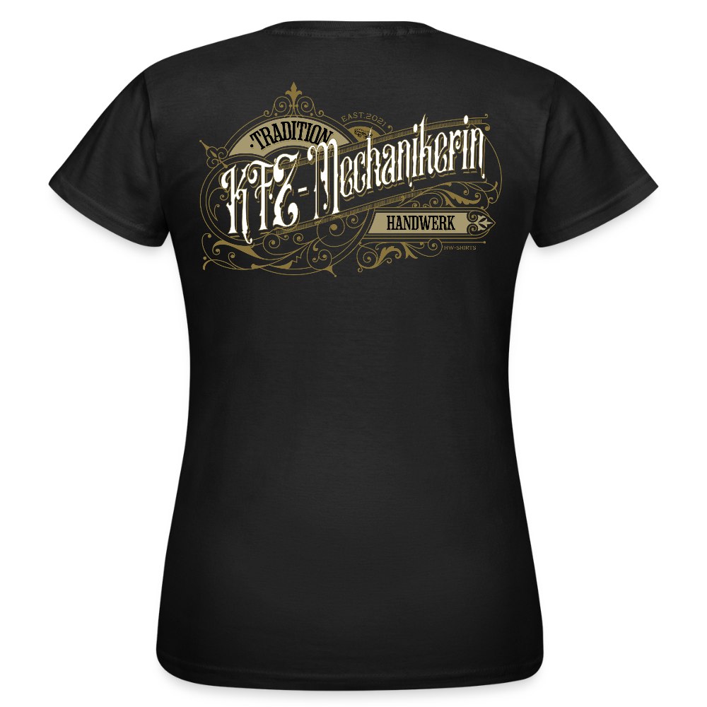 Frauen T-Shirt "KFZ-Mechanikerin" Nostalgie Handwerk Schwarz Frauen T-Shirt