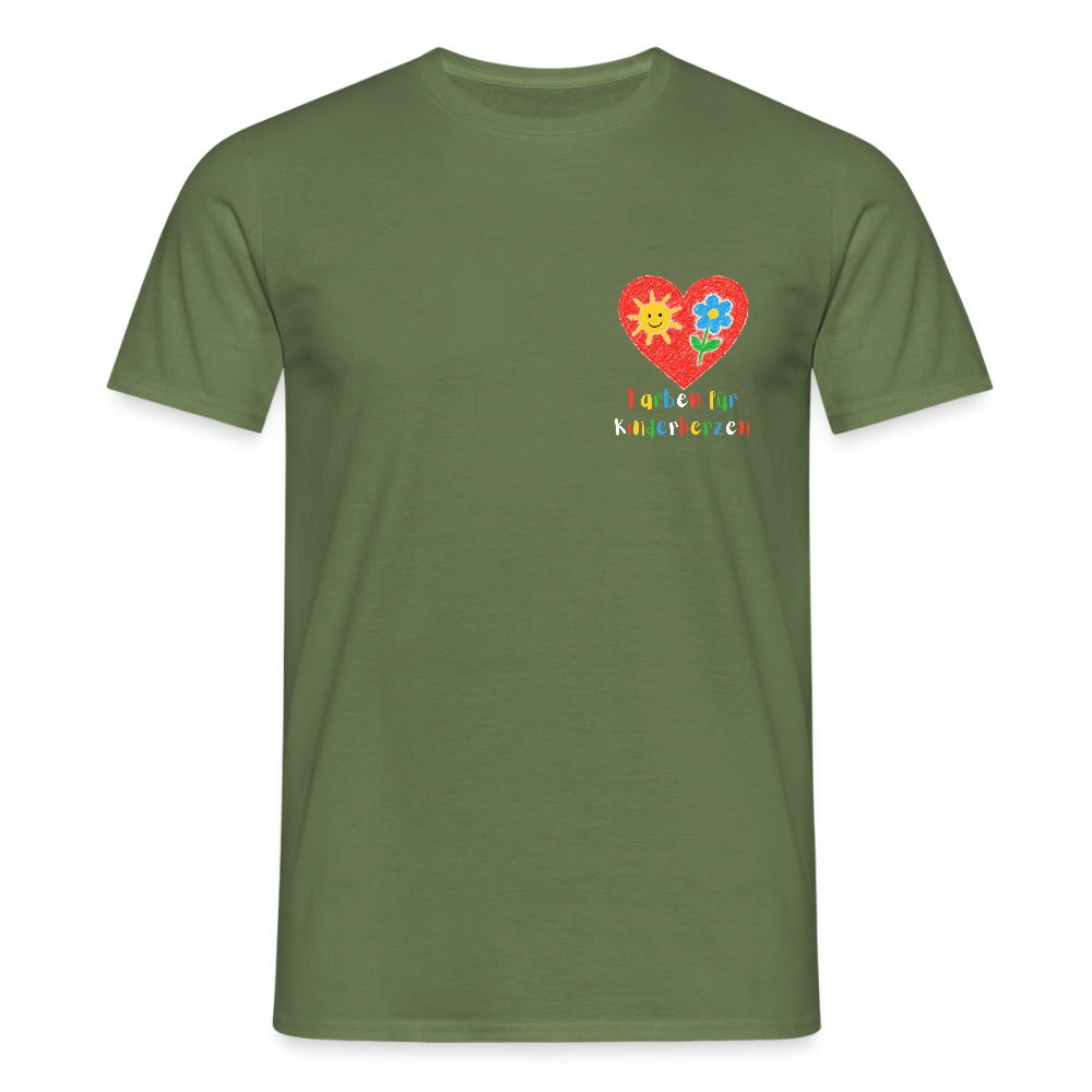 Unisex T-Shirt "Farben für Kinderherzen" (beidseitig bedruckt) Militärgrün Männer T-Shirt