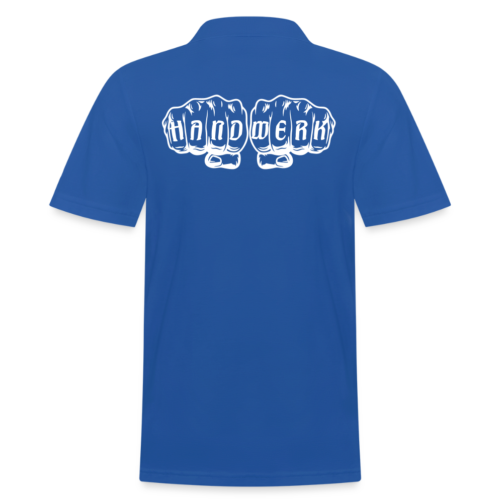 Männer Poloshirt "Handwerk" (hinten bedruckt) Royalblau Männer Poloshirt