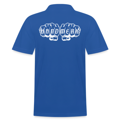 Männer Poloshirt "Handwerk" (hinten bedruckt) Royalblau Männer Poloshirt