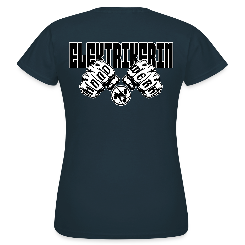 Frauen T-Shirt "Elektrikerin" (beidseitig bedruckt) Navy Frauen T-Shirt