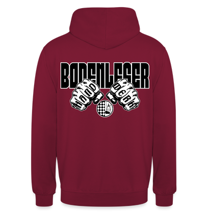 Unisex Hoodie "Bodenleger" (beidseitig bedruckt) - Bordeaux
