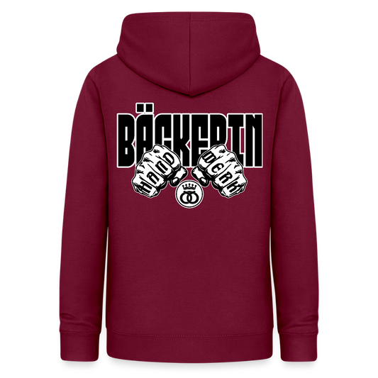 Frauen Hoodie "Bäckerin" (beidseitig beruckt) Bordeaux Frauen Hoodie