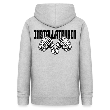 Frauen Hoodie "Installateurin" (beidseitig beruckt) Hellgrau meliert Frauen Hoodie