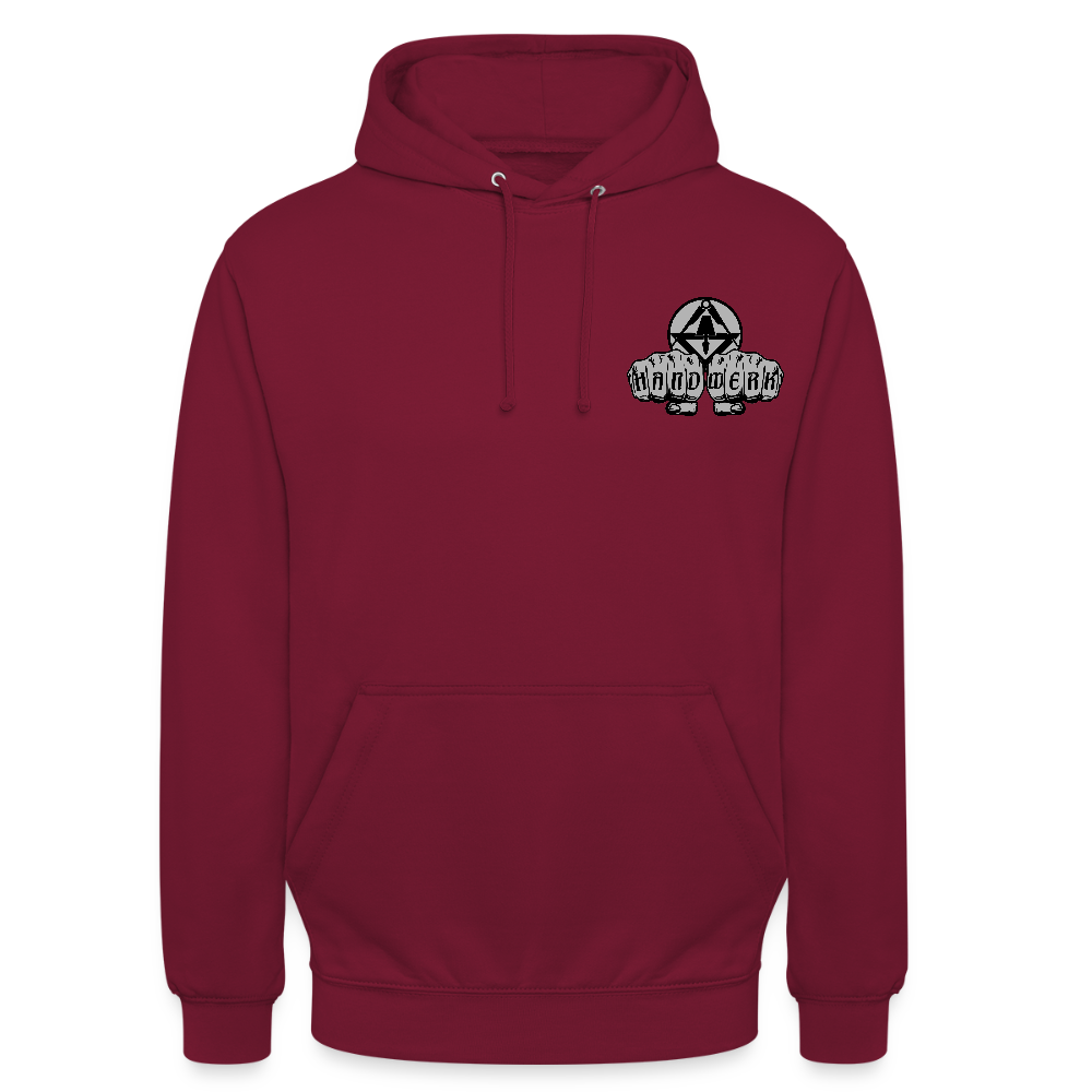 Unisex Hoodie "Stuckateur" beidseitig bedruckt Bordeaux Unisex Hoodie