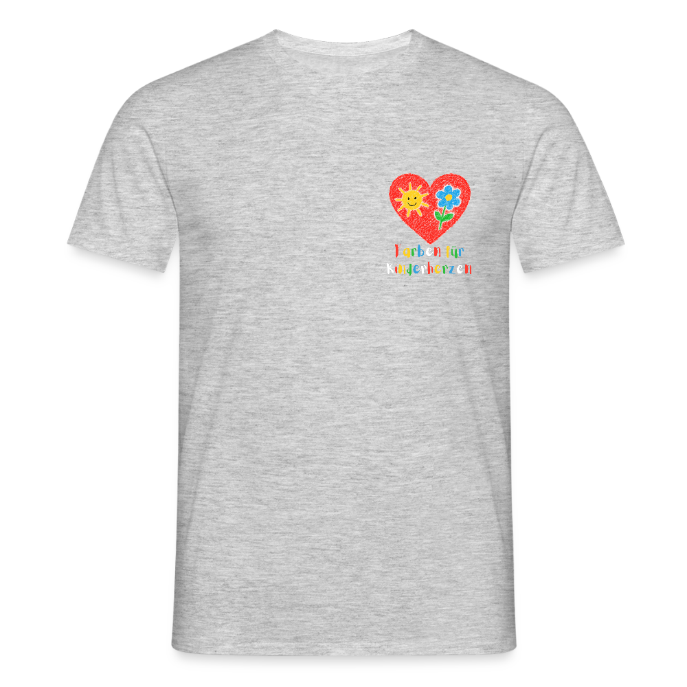 Unisex T-Shirt "Farben für Kinderherzen" (beidseitig bedruckt) Grau meliert Männer T-Shirt