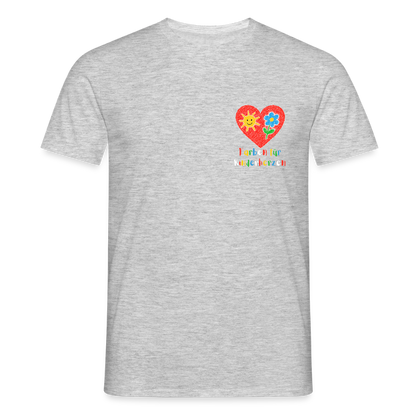 Unisex T-Shirt "Farben für Kinderherzen" (beidseitig bedruckt) Grau meliert Männer T-Shirt