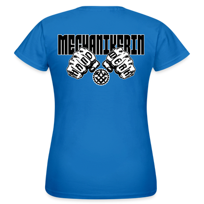 Frauen T-Shirt "Mechanikerin" (beidseitig bedruckt) Royalblau Frauen T-Shirt