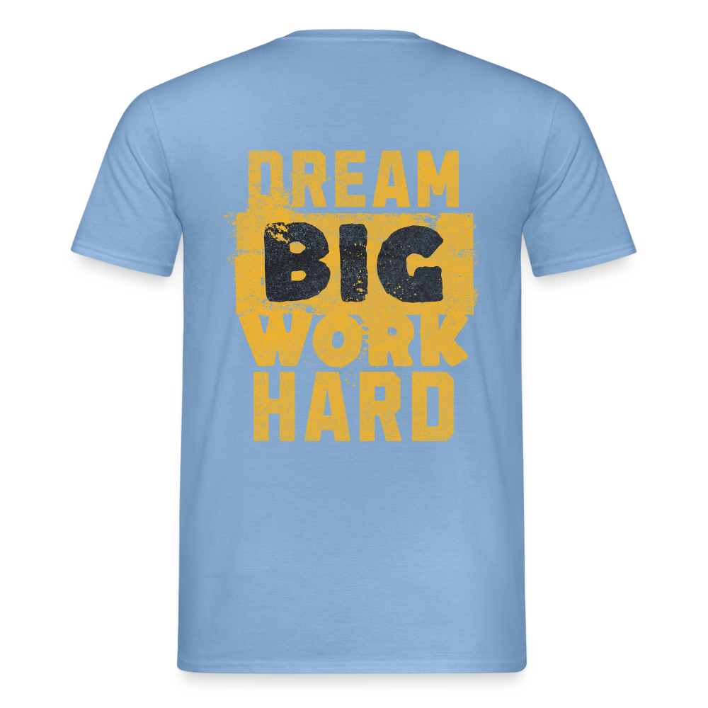 Unisex T-Shirt „Work Hard“ von Spreadconnect, schwarzes Baumwollshirt mit auffälligem Druck, kurze Ärmel, casual Stil.