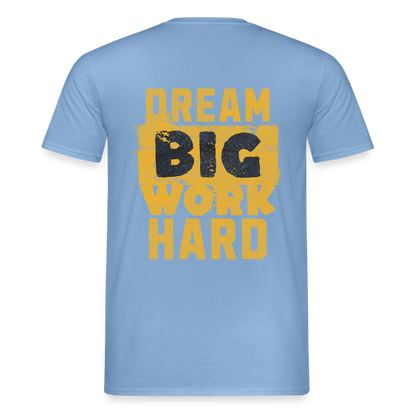 Unisex T-Shirt „Work Hard“ von Spreadconnect, schwarzes Baumwollshirt mit auffälligem Druck, kurze Ärmel, casual Stil.