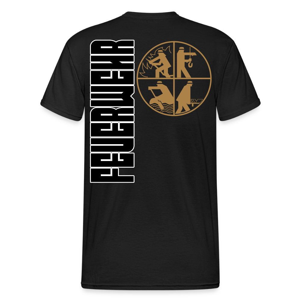 Unisex T-Shirt "Feuerwehr 5" beidseitig bedruckt - Schwarz