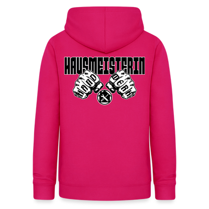 Frauen Hoodie "Hausmeisterin" (beidseitig beruckt) dunkles Pink Frauen Hoodie