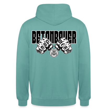 Unisex Hoodie "Betonbauer" (beidseitig bedruckt) - Pastelltürkis
