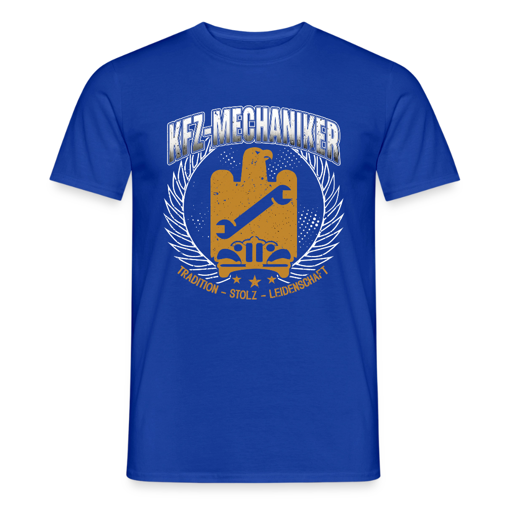 Unisex KFZ-Mechaniker T-Shirt von Spreadconnect, bequemes Männer T-Shirt mit traditionellem Design, auf weißem Hintergrund sichtbar