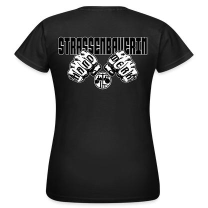 Frauen T-Shirt "Strassenbauerin" (beidseitig bedruckt) Schwarz Frauen T-Shirt