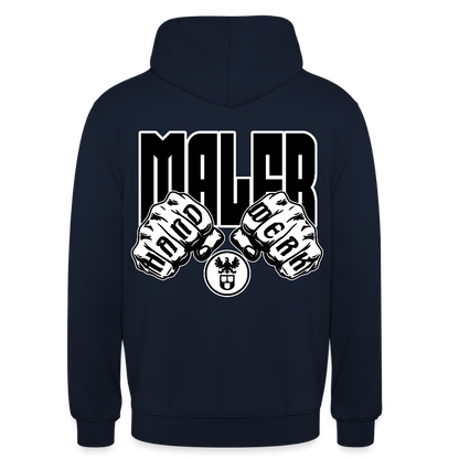 Unisex Hoodie "Maler" (beidseitig bedruckt) Navy Unisex Hoodie