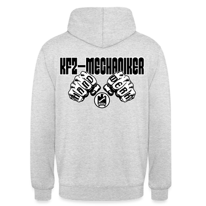 Unisex Hoodie "Mechaniker" (beidseitig bedruckt) Hellgrau meliert Unisex Hoodie