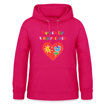 Frauen Hoodie "Farben für Kinderherzen" dunkles Pink Frauen Hoodie