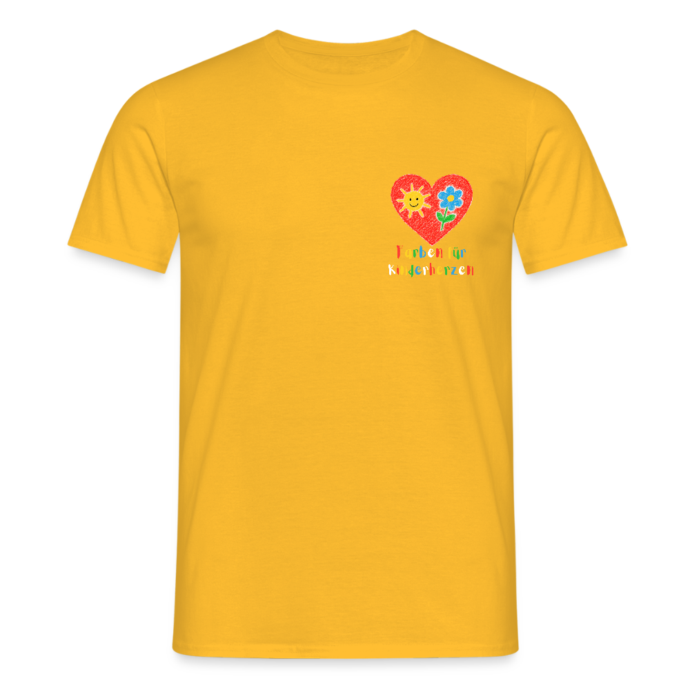 Unisex T-Shirt "Farben für Kinderherzen" (beidseitig bedruckt) Gelb Männer T-Shirt